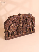 Wooden Hand Carved Gajalakashmi Panel(12x18)