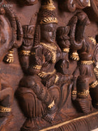 Wooden Hand Carved Gajalakashmi Panel(12x18)