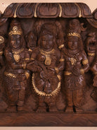 Wooden Hand Carved Shivan Parvathi Kalyanam Panel (12x18)