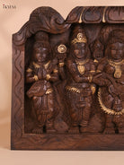 Wooden Hand Carved Shivan Parvathi Kalyanam Panel (12x18)