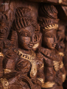 Wooden Hand Carved Shivan Parvathi Kalyanam Panel (12x18)