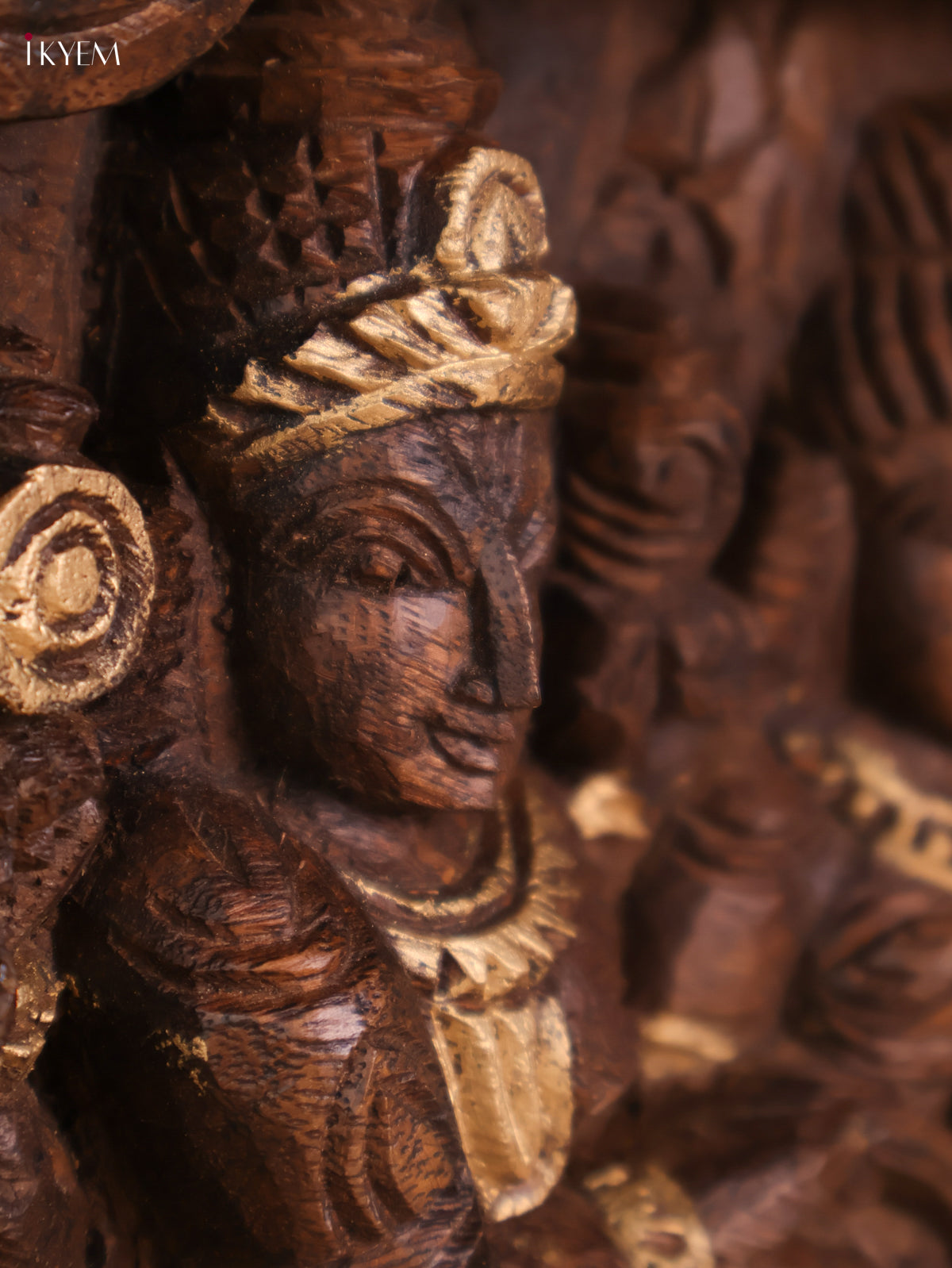 Wooden Hand Carved Shivan Parvathi Kalyanam Panel (12x18)