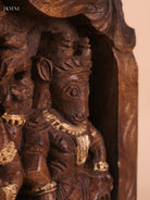 Wooden Hand Carved Shivan Parvathi Kalyanam Panel (12x18)