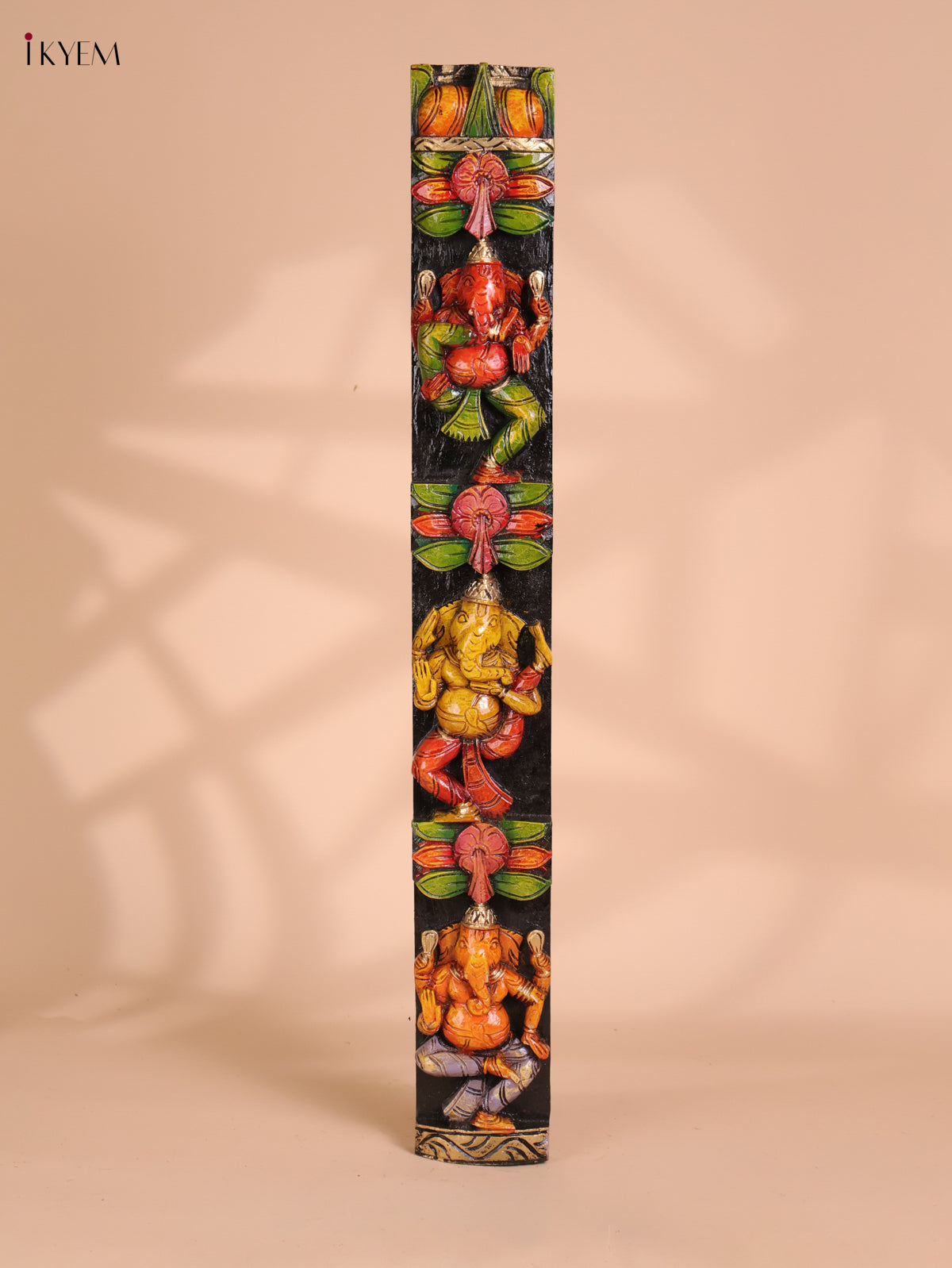 Wooden Hand Carved Painted Ganesha Vertical (29x4)