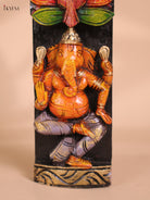 Wooden Hand Carved Painted Ganesha Vertical (29x4)