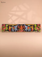 Wooden Hand Carved Painted Gaja Ganesha Panel (8x36)
