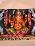 Wooden Hand Carved Painted Gaja Ganesha Panel (8x36)