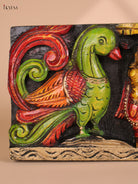 Wooden Hand Carved Painted Gaja Ganesha Panel (8x36)