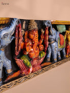 Wooden Hand Carved Painted Gaja Ganesha Panel (8x36)