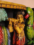 Wooden Hand Carved Painted Gaja Ganesha Panel (8x36)