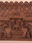 Wooden Hand Carved Gajalakashmi Panel- (11x30)