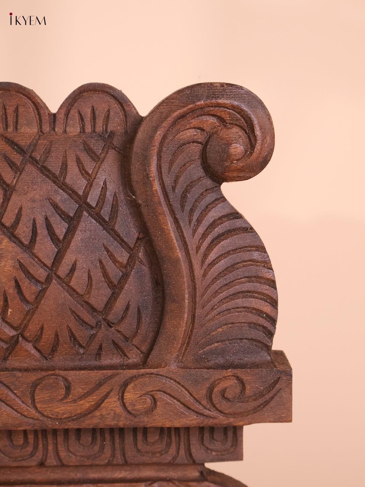 Wooden Hand Carved Gajalakashmi Panel- (11x30)