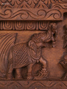 Wooden Hand Carved Gajalakashmi Panel- (11x30)