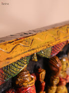 Wooden Hand Carved Painted Ganesha Lakshmi Saraswathi Panel (10x35)