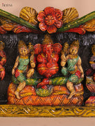 Wooden Hand Carved Painted Ganesha Panel (12x30)