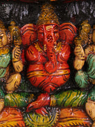 Wooden Hand Carved Painted Ganesha Panel (12x30)