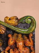 Wooden Hand Carved Painted Ganesha Panel (12x30)