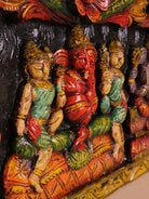 Wooden Hand Carved Painted Ganesha Panel (12x30)
