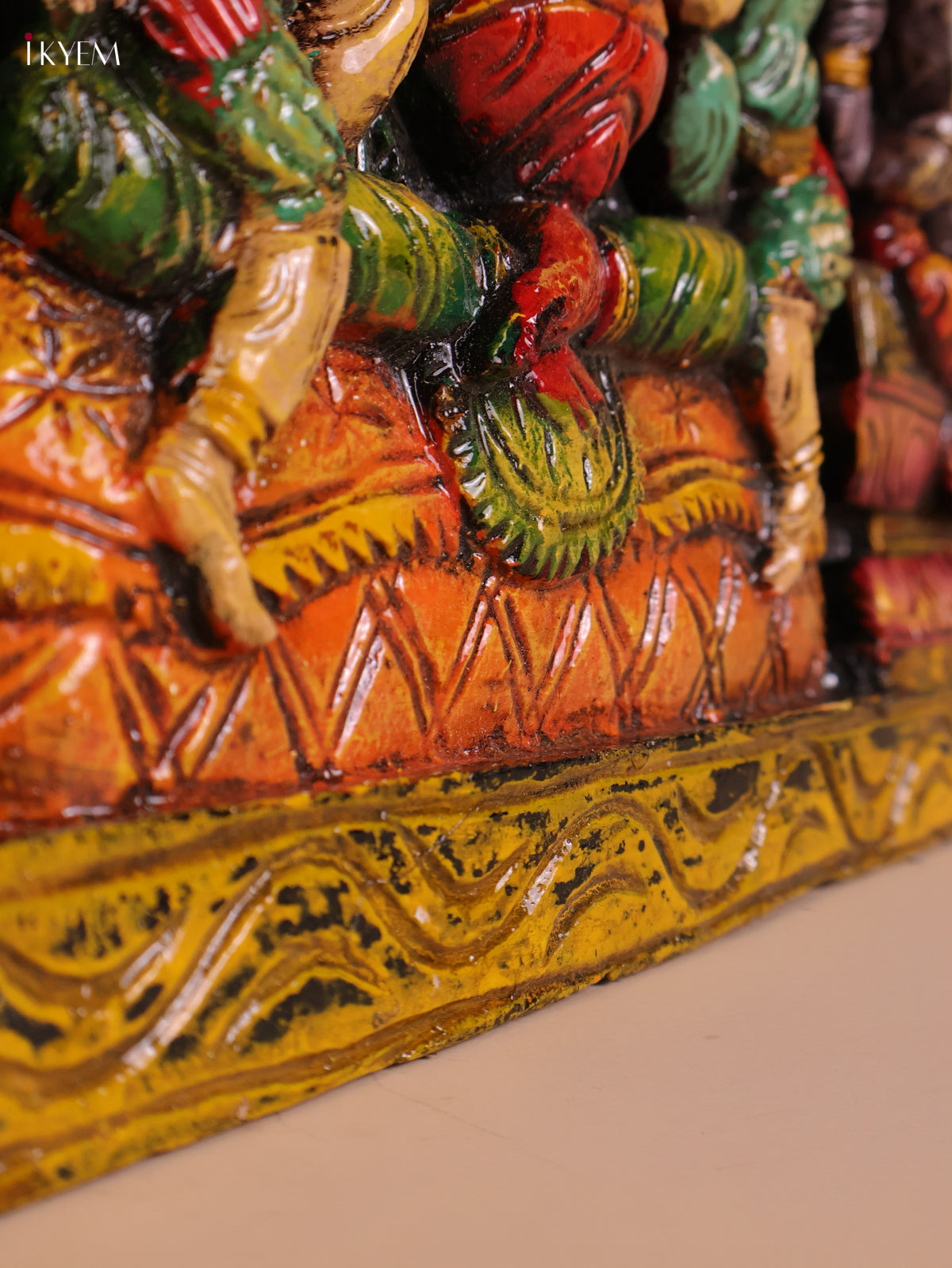 Wooden Hand Carved Painted Ganesha Panel (12x30)