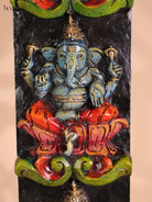 Wooden Hand Carved Painted Ganesha vertical (35x6)