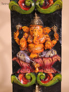 Wooden Hand Carved Painted Ganesha vertical (35x6)