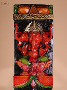Wooden Hand Carved Painted Ganesha vertical (35x6)