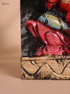Wooden Hand Carved Painted Ganesha vertical (35x6)