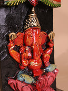 Wooden Hand Carved Painted Ganesha vertical (35x6)