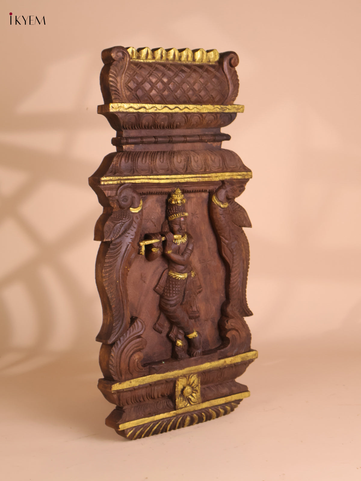 Wooden Hand Carved Krishna Avataram Gopuram Vertical (24x12)