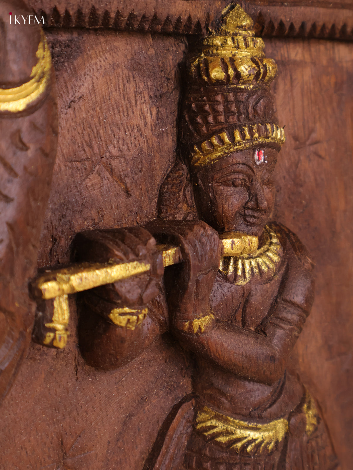 Wooden Hand Carved Krishna Avataram Gopuram Vertical (24x12)
