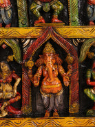 Wooden Hand Carved Painted Ganesha Panel(18x30)