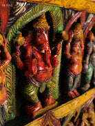 Wooden Hand Carved Painted Ganesha Panel(18x30)