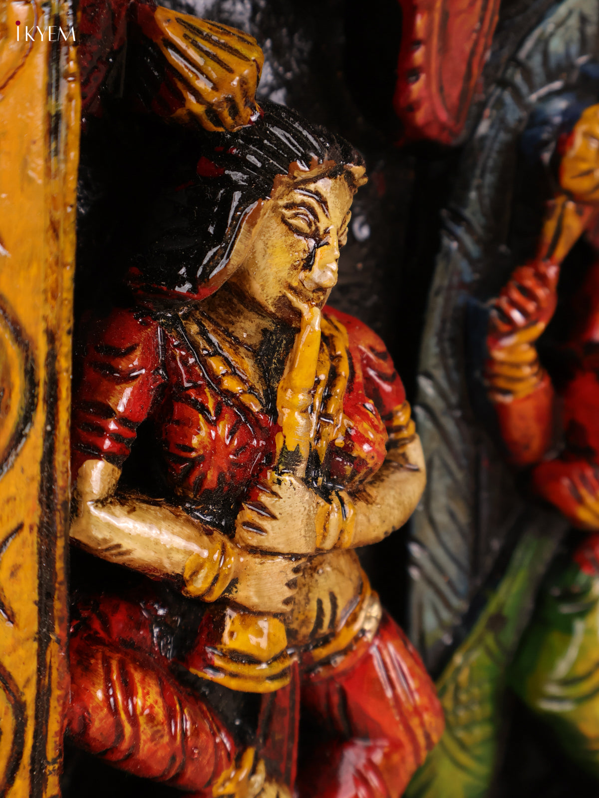 Wooden Hand Carved Painted Ganesha Panel(18x30)