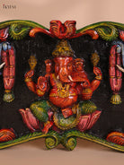 Wooden Hand Carved Painted Gaja Ganesha Panel (12x48)