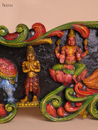 Wooden Hand Carved Painted Gaja Ganesha Panel (12x48)
