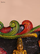 Wooden Hand Carved Painted Gaja Ganesha Panel (12x48)