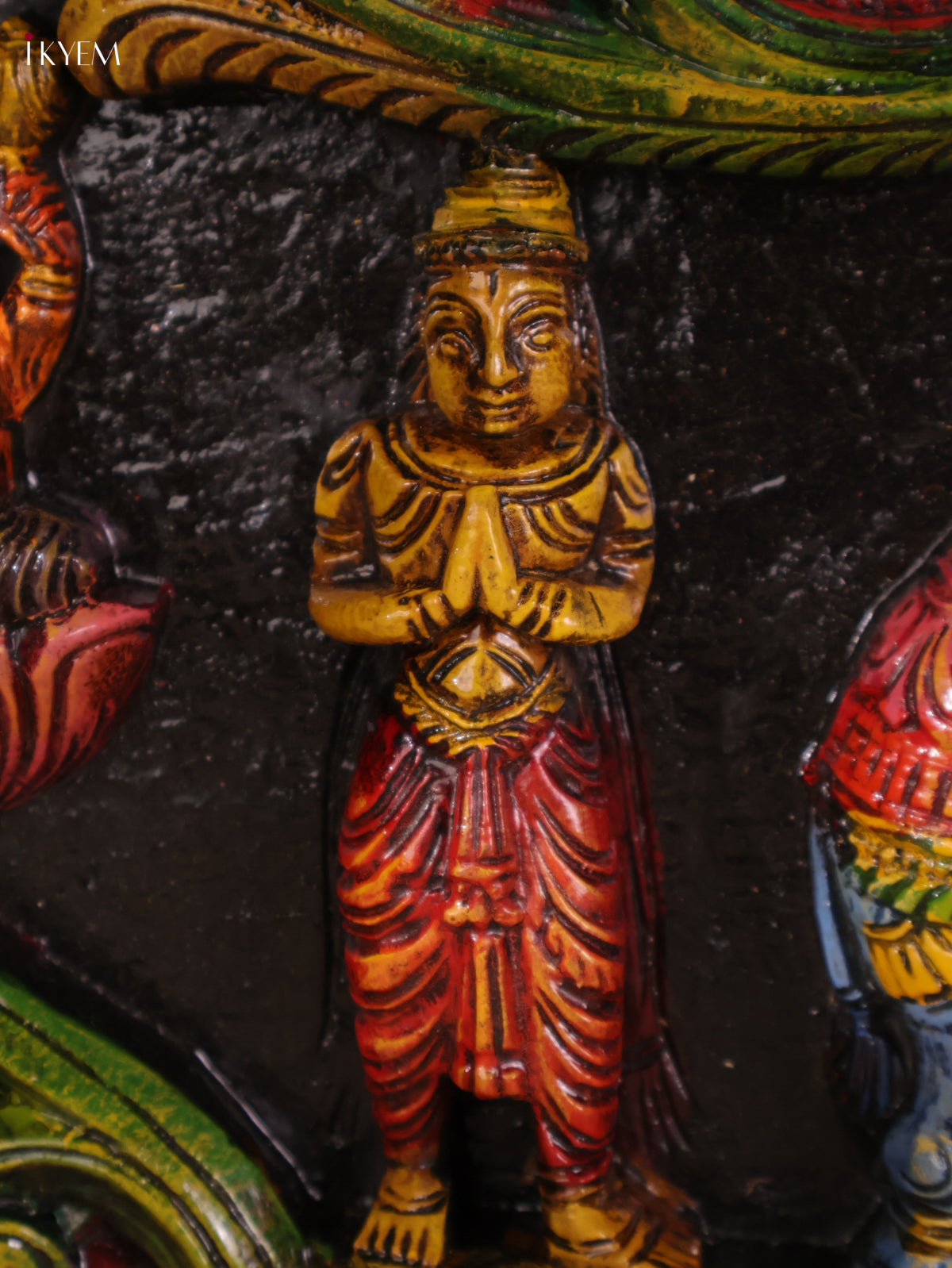 Wooden Hand Carved Painted Gaja Ganesha Panel (12x48)