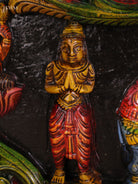Wooden Hand Carved Painted Gaja Ganesha Panel (12x48)