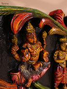 Wooden Hand Carved Painted Gaja Ganesha Panel (12x48)