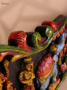 Wooden Hand Carved Painted Gaja Ganesha Panel (12x48)