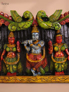 Wooden Hand Carved Painted Krishna Panel(48x12)