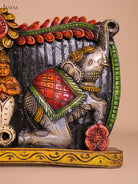 Wooden Hand Carved Painted Krishna Panel(48x12)
