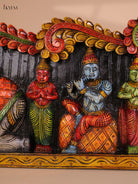 Wooden Hand Carved Painted Krishna Panel(48x12)