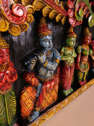 Wooden Hand Carved Painted Krishna Panel(48x12)