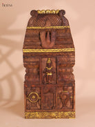 Wooden Hand Carved Hanuman Vertical Gopuram-Wood (24x12)