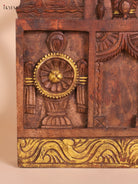 Wooden Hand Carved Hanuman Vertical Gopuram-Wood (24x12)