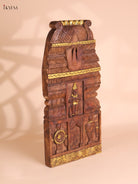 Wooden Hand Carved Hanuman Vertical Gopuram-Wood (24x12)