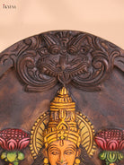 Wooden Hand Carved Painted Lakshmi Wall Panel (18x12)