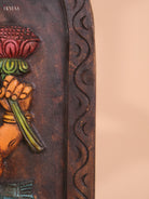 Wooden Hand Carved Painted Lakshmi Wall Panel (18x12)