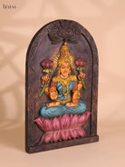Wooden Hand Carved Painted Lakshmi Wall Panel (18x12)